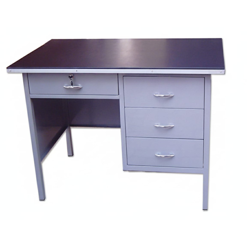 Escritorio Metálico de 4 Cajones con Cuerina y Chapa | Provimed