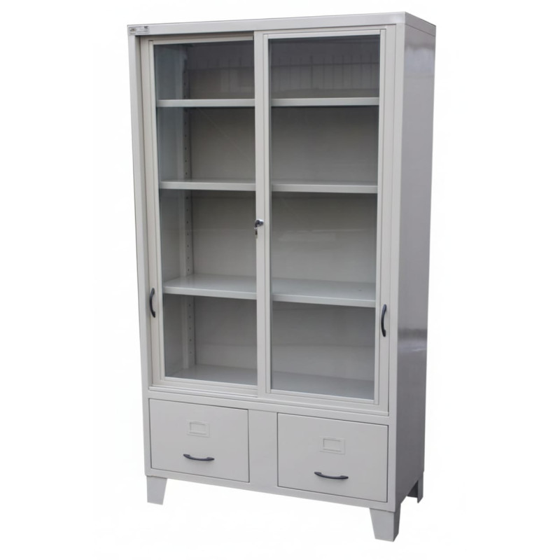 Vitrina Metálica de 2 Cuerpos con Puertas Corredizas | Provimed